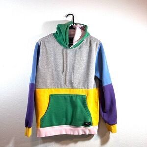 Empyre Multi-Color Colorblock Hoodie Sweatshirt Streetwear Skate Fleece Small
